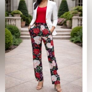 New Alexia Admor Diana Floral Straight Leg Trouse